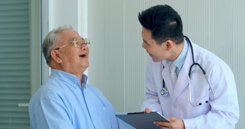 Happy,Asian,Elderly,Man,Patient,Have,Fun,Talking,With,Professional
